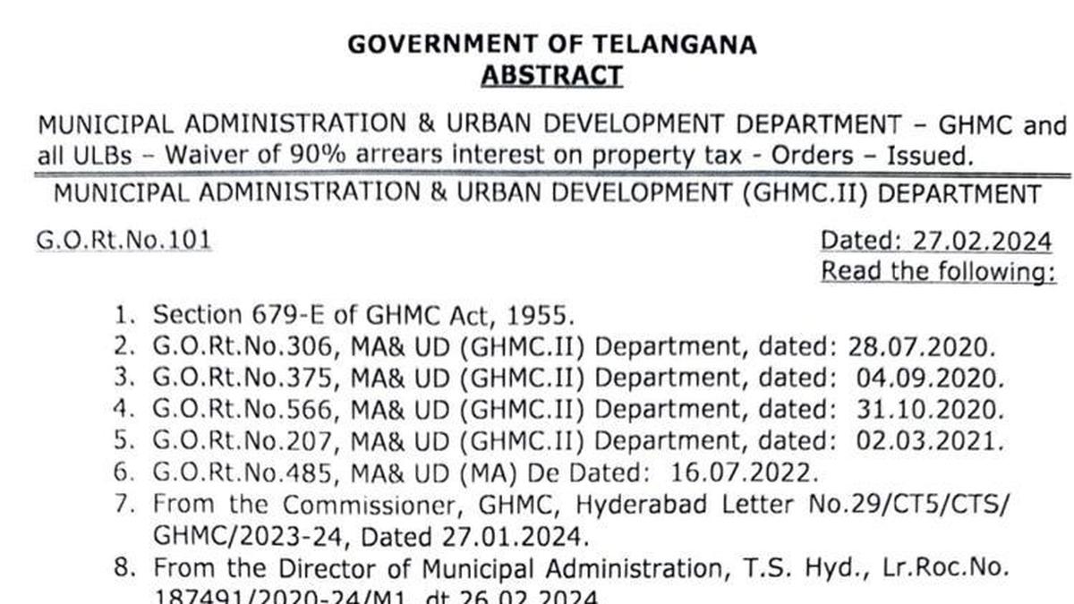 Telangana government waives 90 interest on settlement of